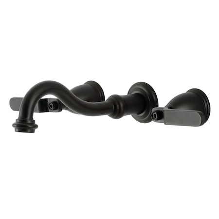 Kingston Brass KS3020KL Two-Handle Wall Mount Tub Faucet, Matte Black KS3020KL